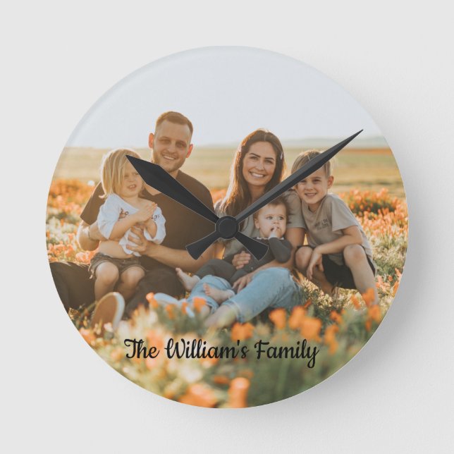 Personalisiertes Foto und Name benutzerdefiniert Runde Wanduhr (Vorderseite)