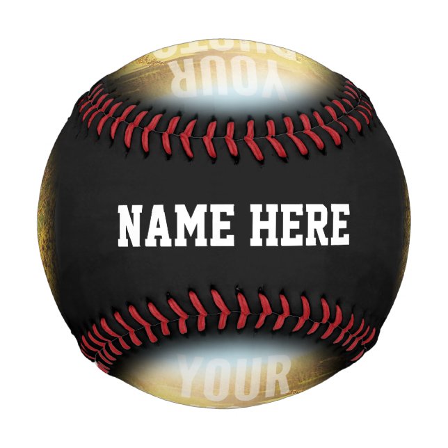 PERSONALISIERTES Foto und Name des schwarzen Kreis Baseball (Vorderseite)