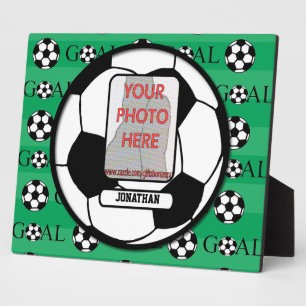 Personalisiertes Foto und Name Fußball Fotoplatte