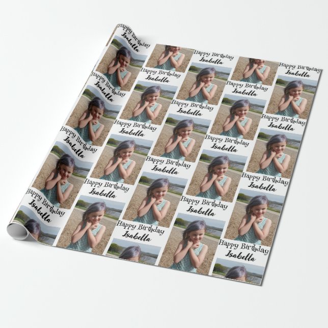 Personalisiertes Foto und Name Geburtswrap Geschenkpapier (Ungerollt)