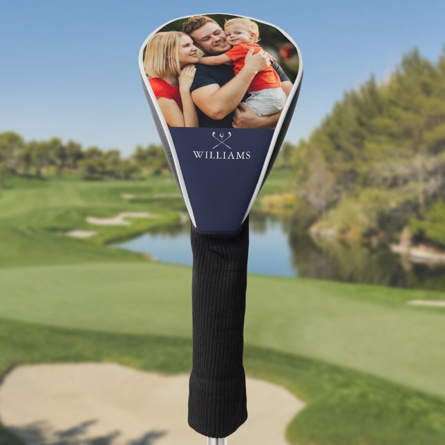 Personalisiertes Foto und Name Golf Clubs Navy Blu Golf Headcover (Personalized Photo And Name Golf Clubs Navy Blue Golf Head Cover)