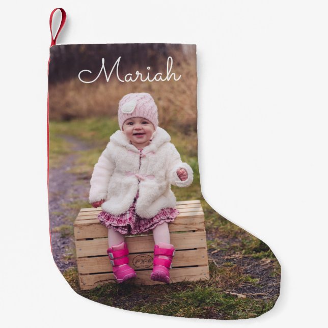 Personalisiertes Foto und Name Kleiner Weihnachtsstrumpf (Vorderseite)