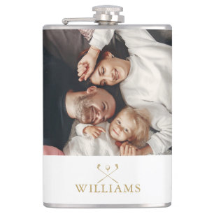 Personalisiertes Foto und Name Monogramm Gold Flachmann