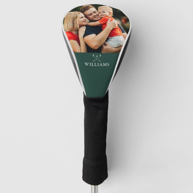 Personalisiertes Foto und Name Smaragd grün Golf Headcover (Vorderseite)