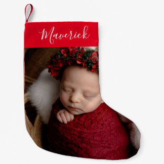 Personalisiertes Foto und Name Strumpf Kleiner Weihnachtsstrumpf