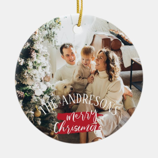 Personalisiertes Foto und Namensaufenthalte Keramik Ornament (Vorne)