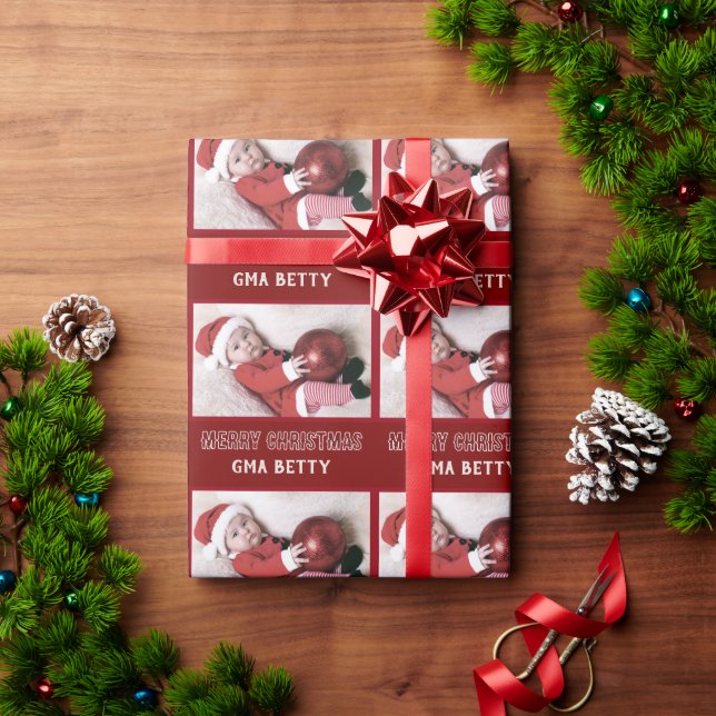 Personalisiertes Foto- und Namenspapier Geschenkpapier (Feiertagsgeschenk)