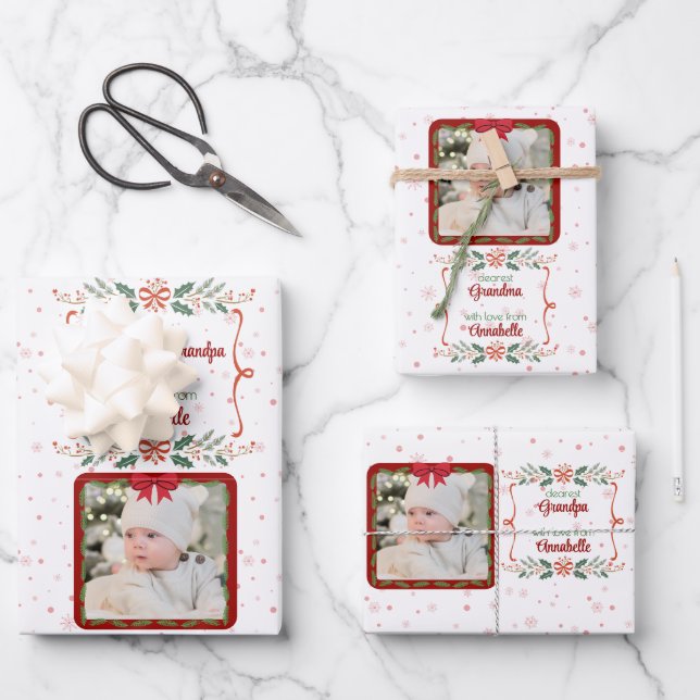 Personalisiertes Foto- und Namenspapier Geschenkpapier Set (Vorderseite)