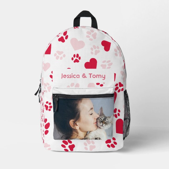 Personalisiertes Foto- und Namenspattern Bedruckter Rucksack (Vorderseite)