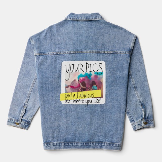 Personalisiertes Foto und Text farbig Jeansjacke (Rückseite)