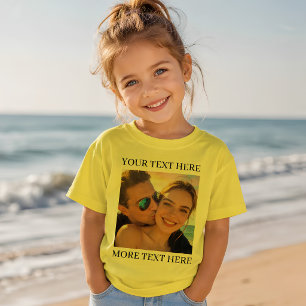 Personalisiertes Foto- und Text-Gelb T-Shirt