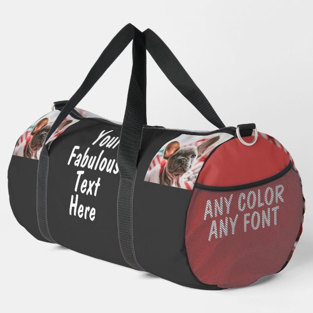 Personalisiertes Foto und Text Große Fußball Duffle Bag (Rechte Ecke)
