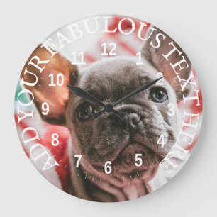 Personalisiertes Foto und Text Große Wanduhr