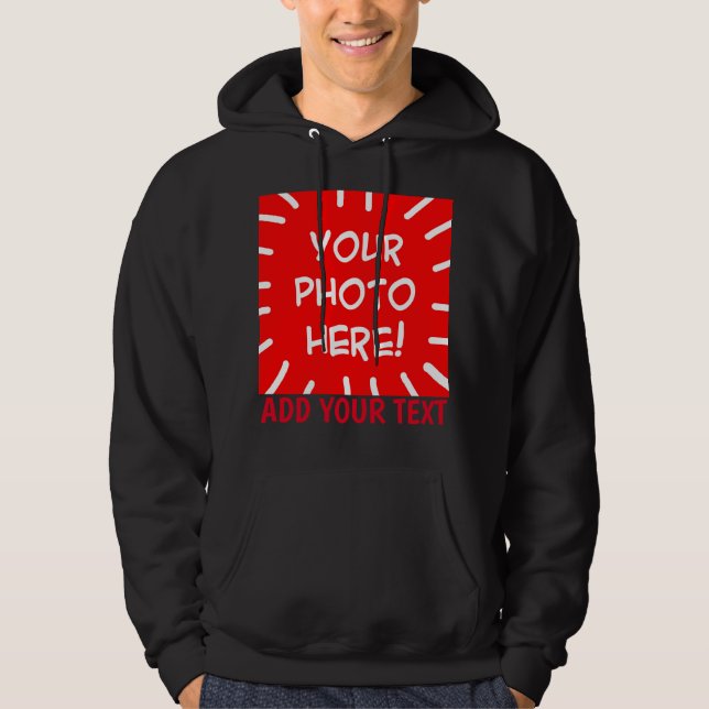 Personalisiertes Foto und Text Hoodie (Vorderseite)