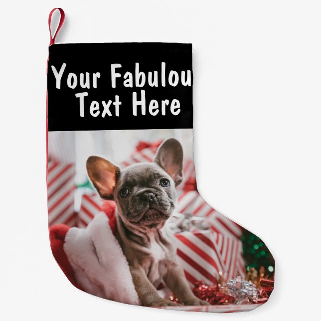 Personalisiertes Foto und Text Kleiner Weihnachtsstrumpf (Vorderseite)