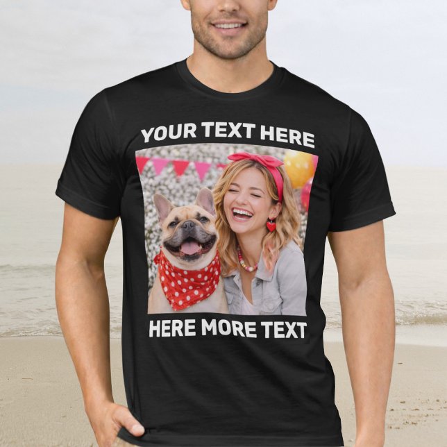 Personalisiertes Foto und Text oder Name Bold San  T-Shirt (Von Creator hochgeladen)