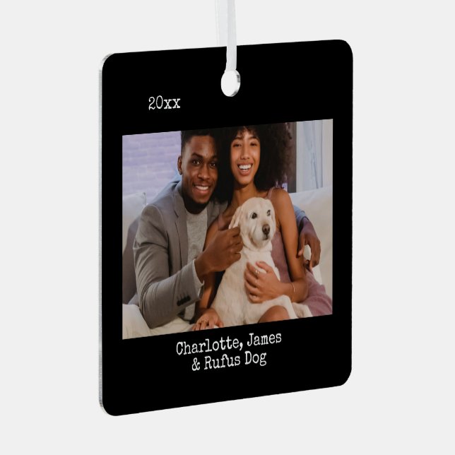 Personalisiertes Foto und  Text Ornament Aus Metall (Vorderseite Rechts)