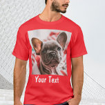 Personalisiertes Foto und Text rot T-Shirt<br><div class="desc">Personalisierter mehrfacher Foto- und Text-Rot-T - Shirt</div>