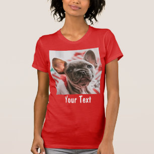 Personalisiertes Foto und Text rot T-Shirt