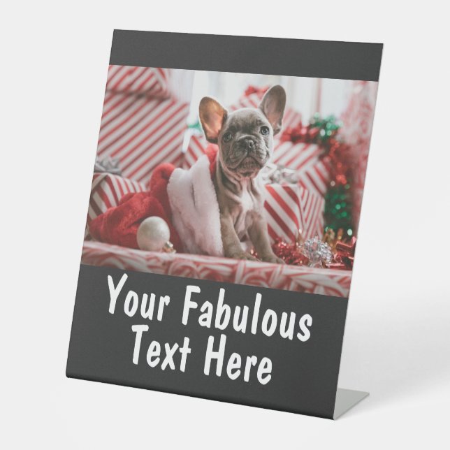 Personalisiertes Foto und Text Sockelschild (Vorderseite)
