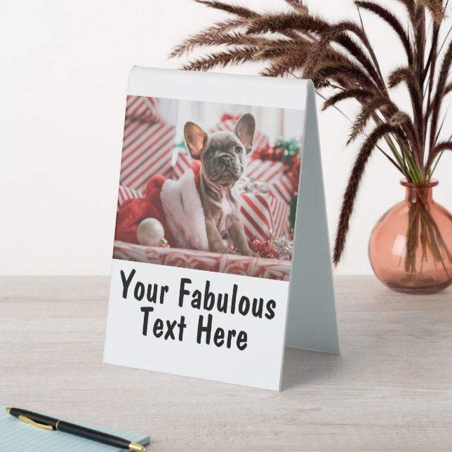 Personalisiertes Foto und Text Tischaufsteller (In Situ (Tisch))