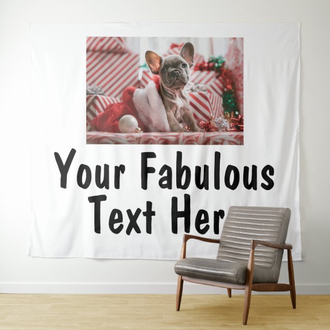 Personalisiertes Foto und Text Wandteppich (Beispiel (Horizontal))