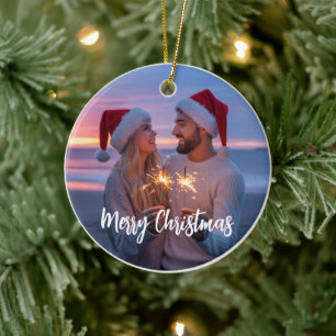 Personalisiertes Foto- und Text-Weihnachten 2025 B Keramik Ornament