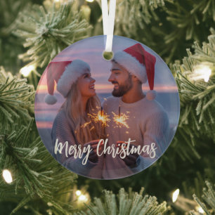 Personalisiertes Foto- und Text-Weihnachten 2025 B Ornament Aus Glas