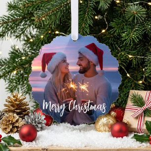 Personalisiertes Foto- und Text-Weihnachten 2025 B Ornament Karte