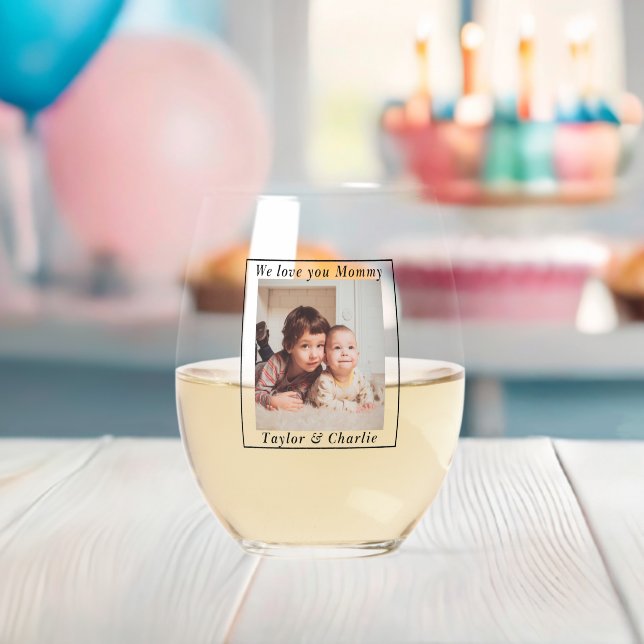 Personalisiertes Foto und Text Weinglas Ohne Stiel (Insitu (Baby Party))