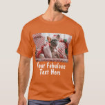 Personalisiertes Foto und Textanzeige T-Shirt<br><div class="desc">Personalisiertes Foto und Text Trendy Boho Orange T - Shirt</div>