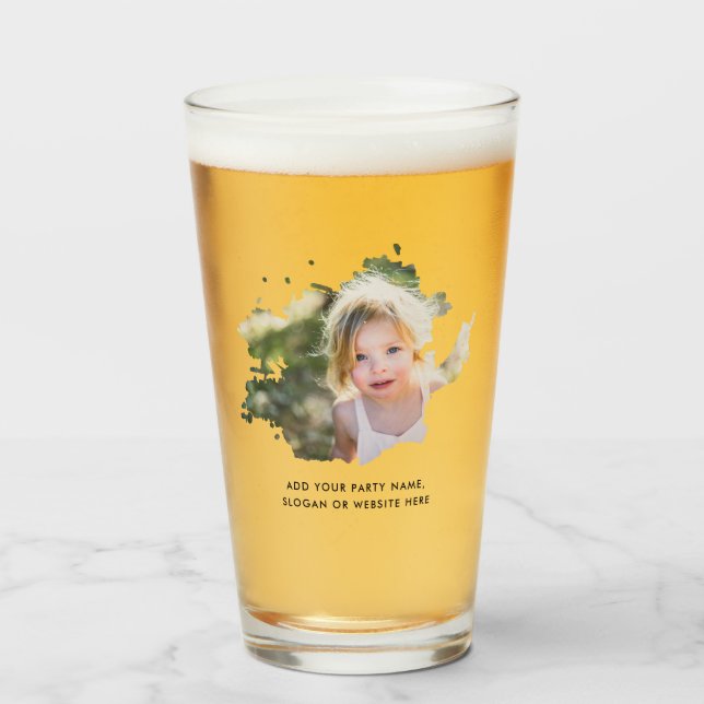 Personalisiertes Foto- und Textfarben-Spot-Bier Glas (Vorne (Gefüllt))
