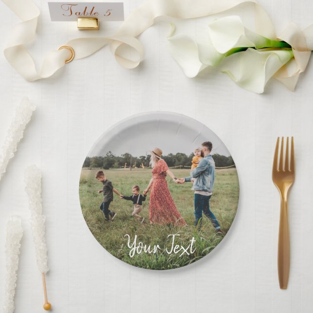Personalisiertes Foto und Vorlage für benutzerdefi Pappteller (Hochzeit)