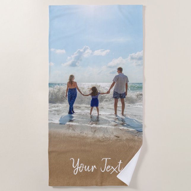 Personalisiertes Foto und Vorlage für benutzerdefi Strandtuch (Vorderseite)