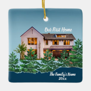 Personalisiertes Foto Unser erstes Zuhause Weihnac Keramikornament
