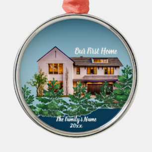 Personalisiertes Foto Unser erstes Zuhause Weihnac Ornament Aus Metall