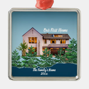 Personalisiertes Foto Unser erstes Zuhause Weihnac Ornament Aus Metall
