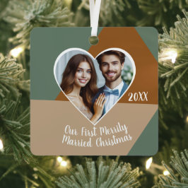 Personalisiertes Foto Unsere ersten Verheirateten  Ornament Aus Metall