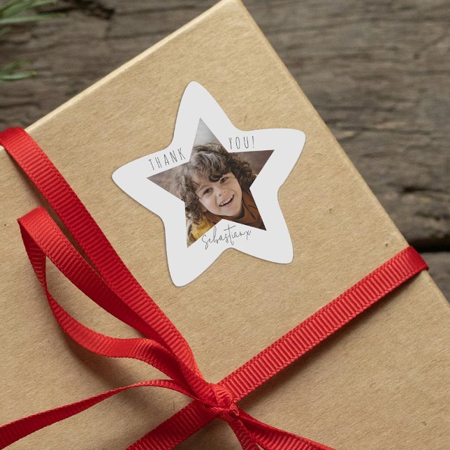 Personalisiertes Foto Vielen Dank Stern-Aufkleber (Von Creator hochgeladen)