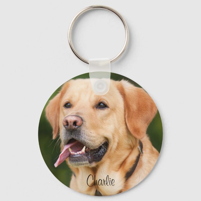 Personalisiertes Foto von Begleitern und Text-Hund Schlüsselanhänger (Vorderseite)
