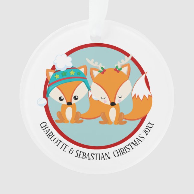Personalisiertes Foto von Christmas Red Fox Ornament (Vorderseite)