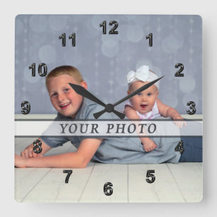 Personalisiertes Foto Wall Clock, Square oder Roun Quadratische Wanduhr