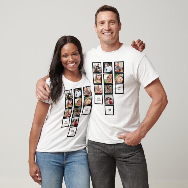 Personalisiertes Foto Weihnachten 9 FotoCollage T-Shirt (Unisex)