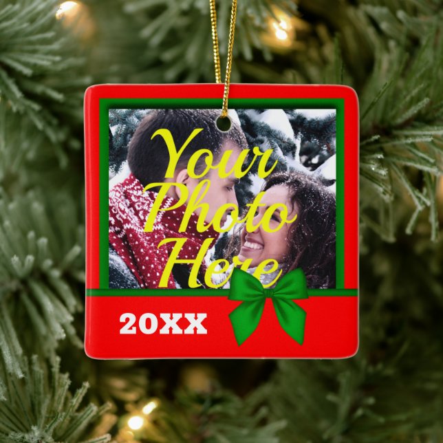 Personalisiertes Foto Weihnachten Keramikornament (Baum)