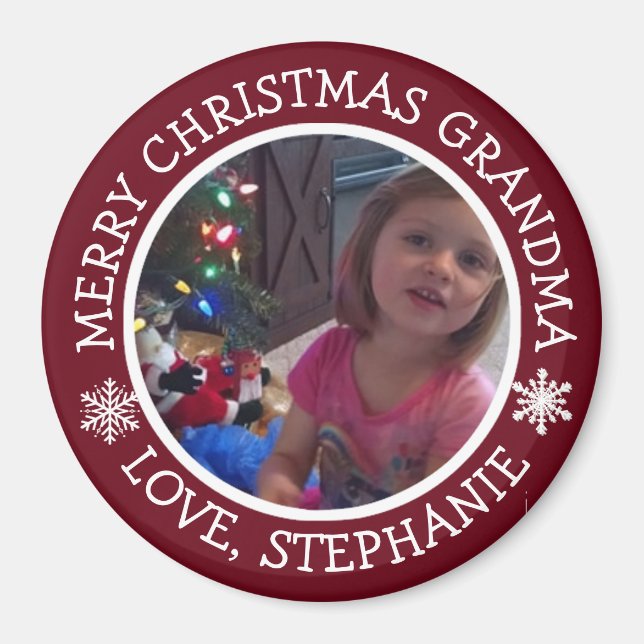 Personalisiertes Foto Weihnachten Schneeflocken Ma Magnet (Vorne)
