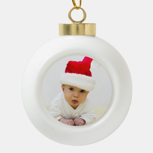 Personalisiertes Foto Weihnachtsball-Ornament Keramik Kugel-Ornament (Vorderseite)