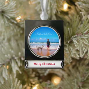 Personalisiertes Foto Weihnachtsschmuck Banner-Ornament Silber