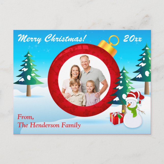 Personalisiertes FOTO Weihnachtsschmuck Postkarte  (Vorderseite)