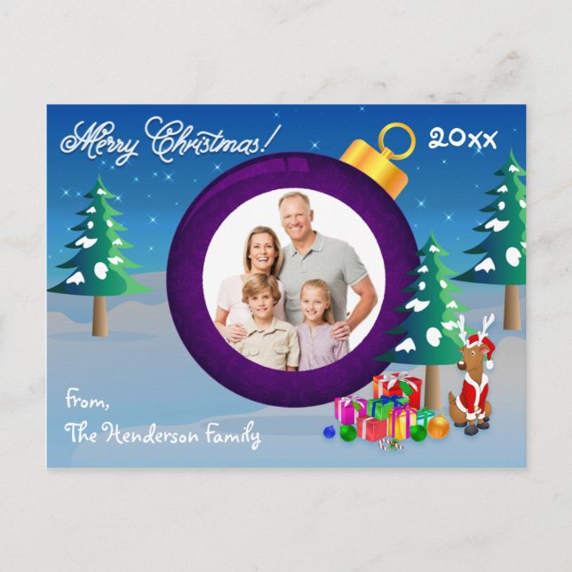 Personalisiertes FOTO Weihnachtsschmuck Postkarte  (Vorderseite)