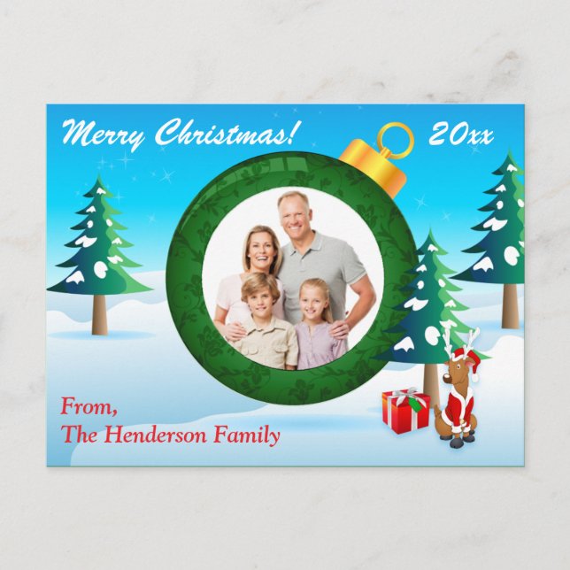 Personalisiertes FOTO Weihnachtsschmuck Postkarte  (Vorderseite)